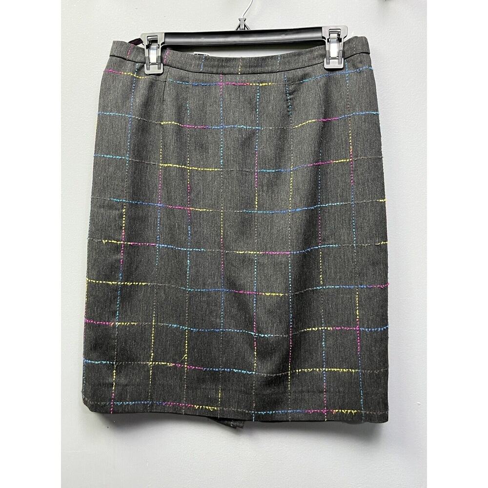 Vintage‎ NICOLA skirt Womens Size 14 gray window pane Italian made pencil